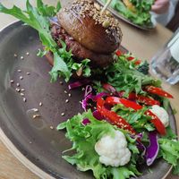 Portabello burger at Farmer's Bistro in Fludir