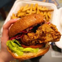 Black Pepper Fried Chik'n Burger at Plum Bistro in Seattle