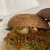 Buffalo portobello burger  at Plum Bistro in Seattle