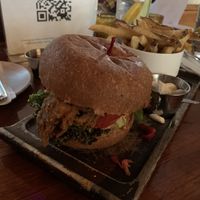 Black pepper Chick’un burger  at Plum Bistro in Seattle