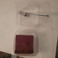 Avocado blackberry cheesecake with graham cracker crust at Plum Bistro in Seattle