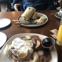 burrito and salted caramel apple french toast!  at Plum Bistro in Seattle