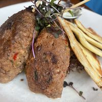 Plant beef skewers  at Plum Bistro in Seattle