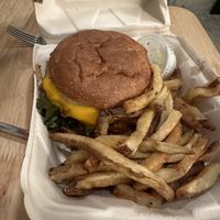 American Boy burger with amazing house made patty  at Plum Bistro in Seattle