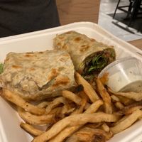 burrito and fries at Plum Bistro in Seattle