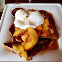 Peaches n cream french toast at Plum Bistro in Seattle