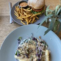 Hazelnut gnocchi and burger. Both delicious! at Kawul in Pokolbin