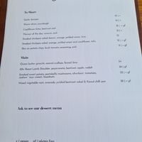 Lunch menu with many vegan options at Kawul in Pokolbin