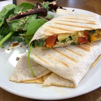 Tofu Scramble Breakfast Wrap with Vegan Cheese at Nourish in Inverness