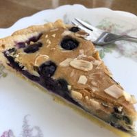 Blueberry almond tart at Nourish in Inverness