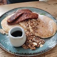 Tempeh pancakes at Love Brew Scarborough in Scarborough