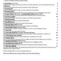 Lunch menu  at Thai-Am in St Petersburg