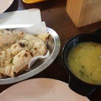 Garlic naan and corn soup at BailwalG in Rotorua