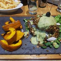 bean burger and pumpkin chips at Bistorante 654 in Szklarska Poreba