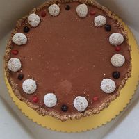 Raw choklad cake with blueberry at Bonjour in Tivat