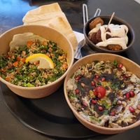 Tabuleh,  falafels and moutabal at Maha in Brussels