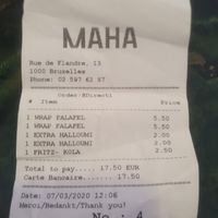 What we paid at Maha in Brussels