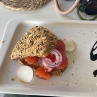 Traissant with tomato and oil  at Calma Cafe in Gran Canaria