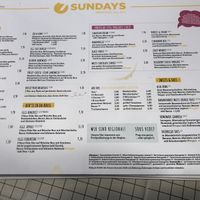 Menu at Seven Sundays in Dusseldorf