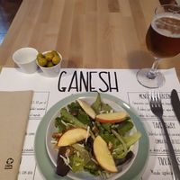 Salad with coco cheese. at Ganesh Cocina Ecléctica in Xativa