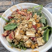 Buddha’s Feast with quinoa and spinach instead of rice and arugula - very hearty  at Green Fetish in Greenville
