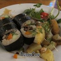 A close-up of our dinner--with a big soy-sauce splash. at de Peper in Amsterdam