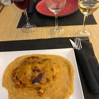 Vegan lasagna at La Divina Comedia in Valencia