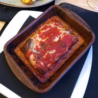 Vegan lasagna at La Divina Comedia in Valencia