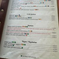 Vegan menu at the bottom at La Divina Comedia in Valencia