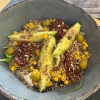 Quinoa salad (accidentally vegan and gluten-free) at La Divina Comedia in Valencia