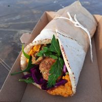 Tasty falafel wrap at Margo's Cafe & Lounge in Babbacombe