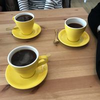 More yellow with golden spoons at Margo's Cafe & Lounge in Babbacombe