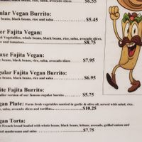 Vegan menu at La Cumbre Taqueria in San Francisco