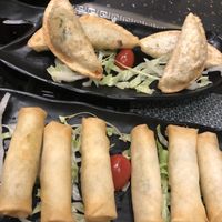 Fried dumplings and spring rolls  at Oppa in Leicester