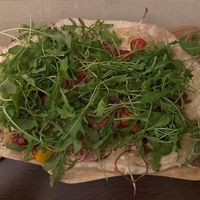 vegan Feuerfleck (Austrian variation on German Flammkuchen) at Bierosophie in Vienna