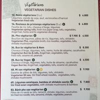 Menu at Le Bistrot Viet in Santiago