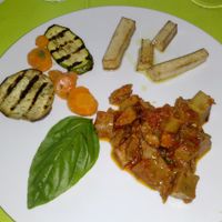 seitan stew and tofu at Mondo Bio Cafe and Shop in Sorrento