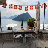 View from terrace at FloraAlpina in Vitznau