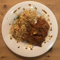 Seitan con bulgur at Birosta in Zaragoza