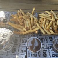 “The Vegan” burger and fries with vegan gravy 🤤🤤  at Boss Burger Co in Ballarat