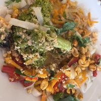 Special of the day: rice noodles stir fry with vegetables and a peanut sauce   at Raiz in Aveiro