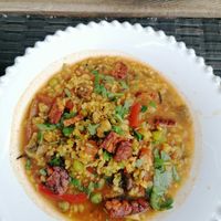 Rice with tempeh (main course of the day) at Raiz in Aveiro