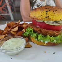Tofu burguer at Raiz in Aveiro