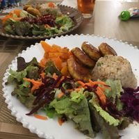 Falafel with rice and pumpkin  at Raiz in Aveiro