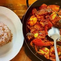 Ladera with just vegetables and rice at Art Corner Cafe in Vienna