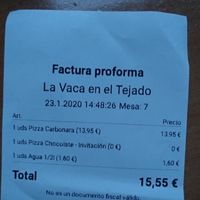 2x1 en pizzas (debes tomar al menos 1 bebida) at La Vaca en el Tejado in Alcala De Henares