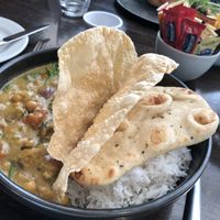 Vegan korma and a vegan burger (cauliflower and curry patty)   at Siar Restaurant at The Ellison in Castlebar