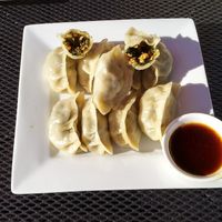 Vegan dumplings at Lush Juice 'n Coffee Bar in Blackburn