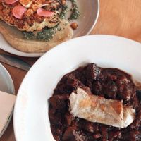 Cauliflower Steaks and Mushroom Bourguinon at Harbourside Grill in Dunedin