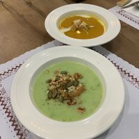 pumpkin soup, pea soup at Pure Plants Vegan 原植蔬食 in Taipei